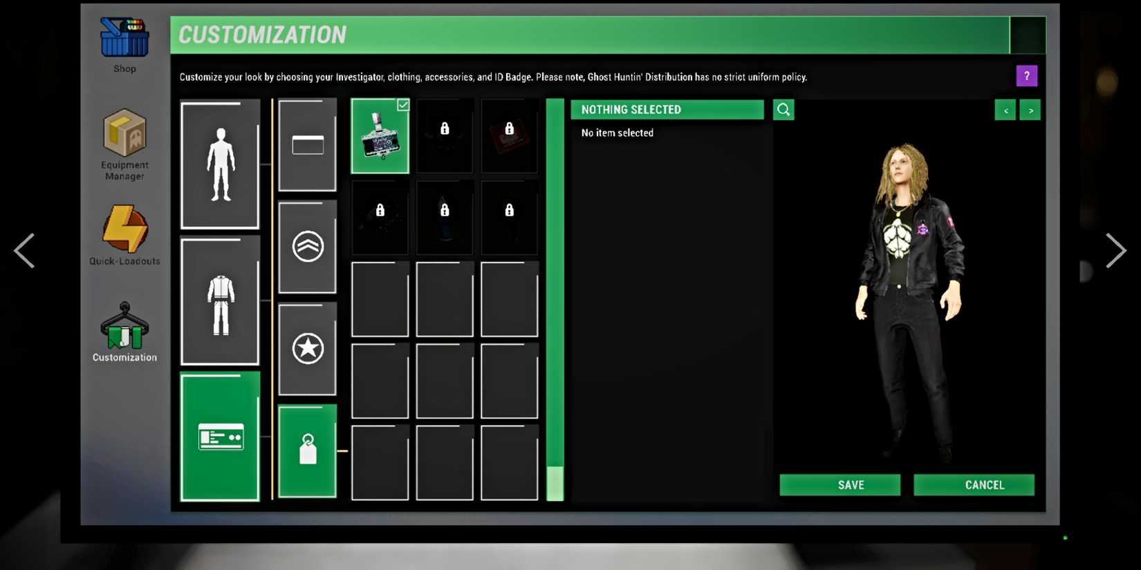 phasmophobia-character customization menu