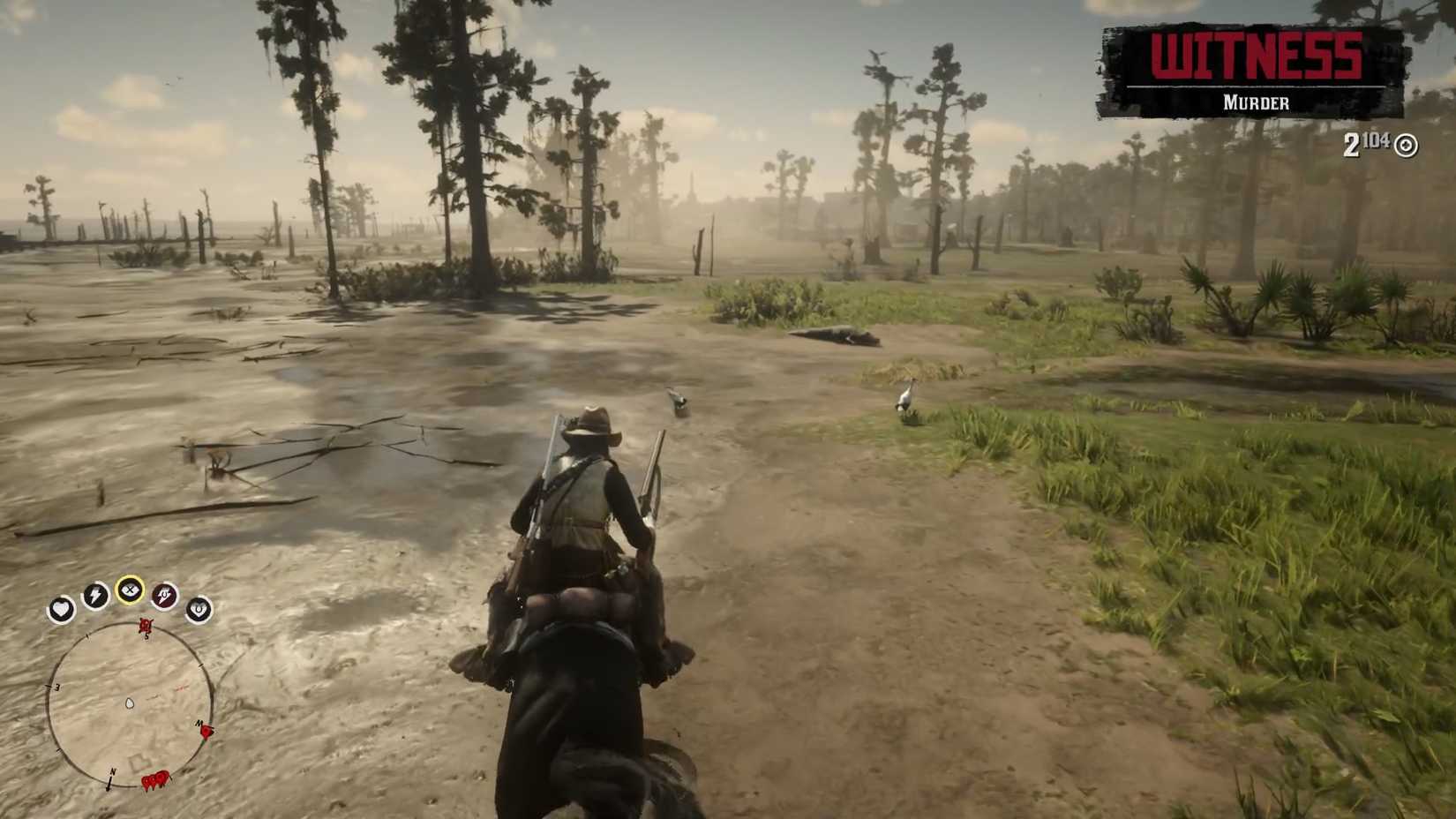 John Marston Running Away While a Witness is Reporting a Murder in Red Dead Redemption 2