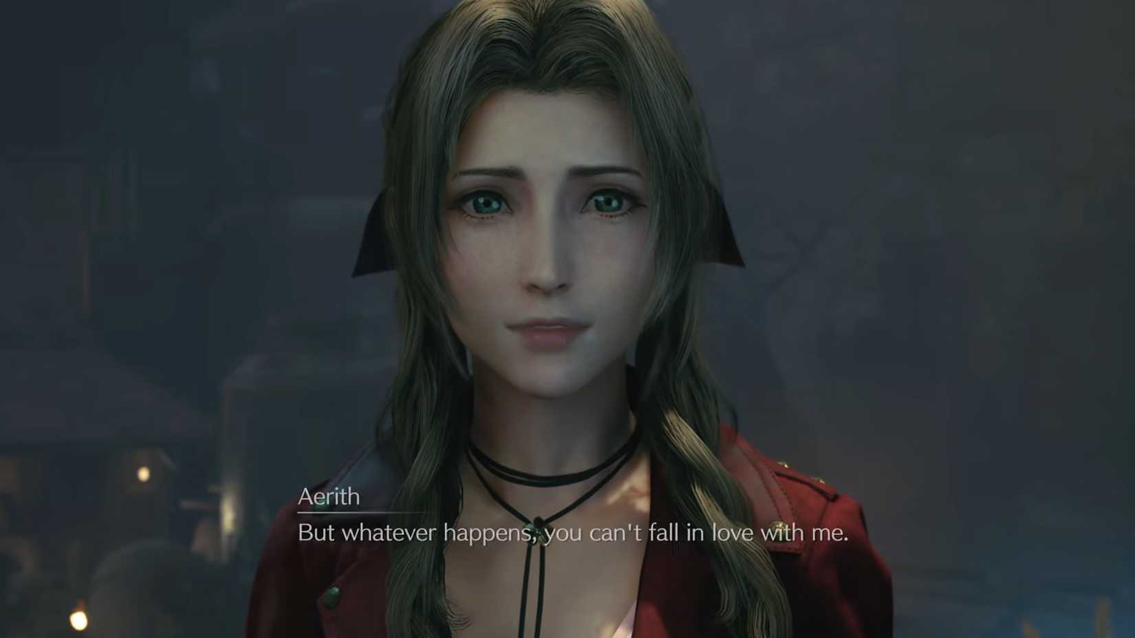 Aerith telling Cloud he can't fall in love with her