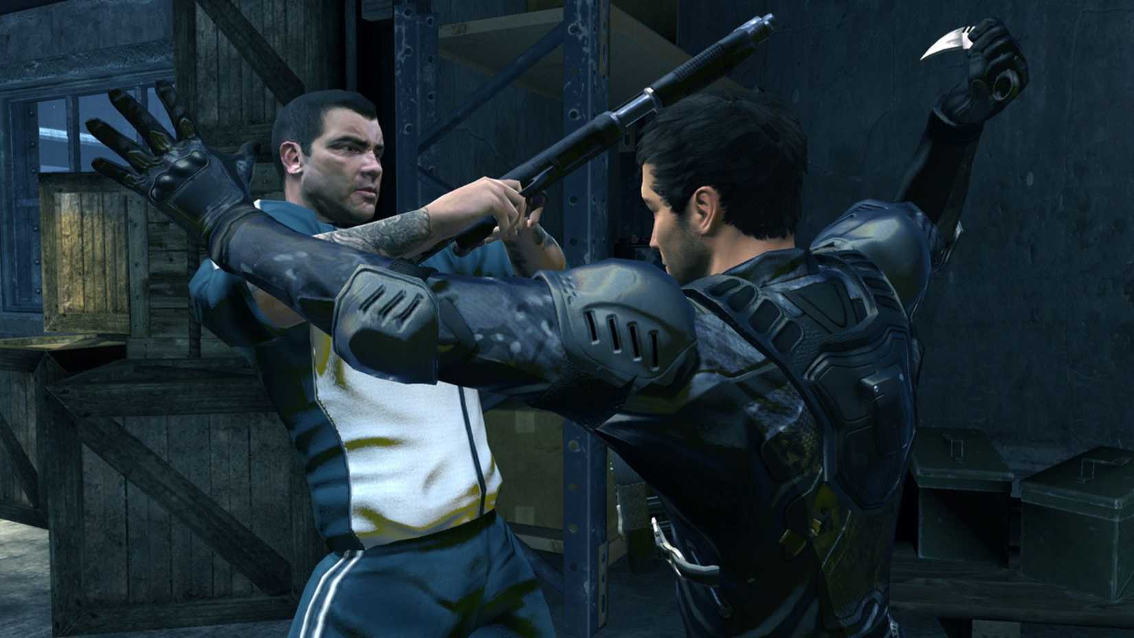 Alpha Protocol player in fight with guard