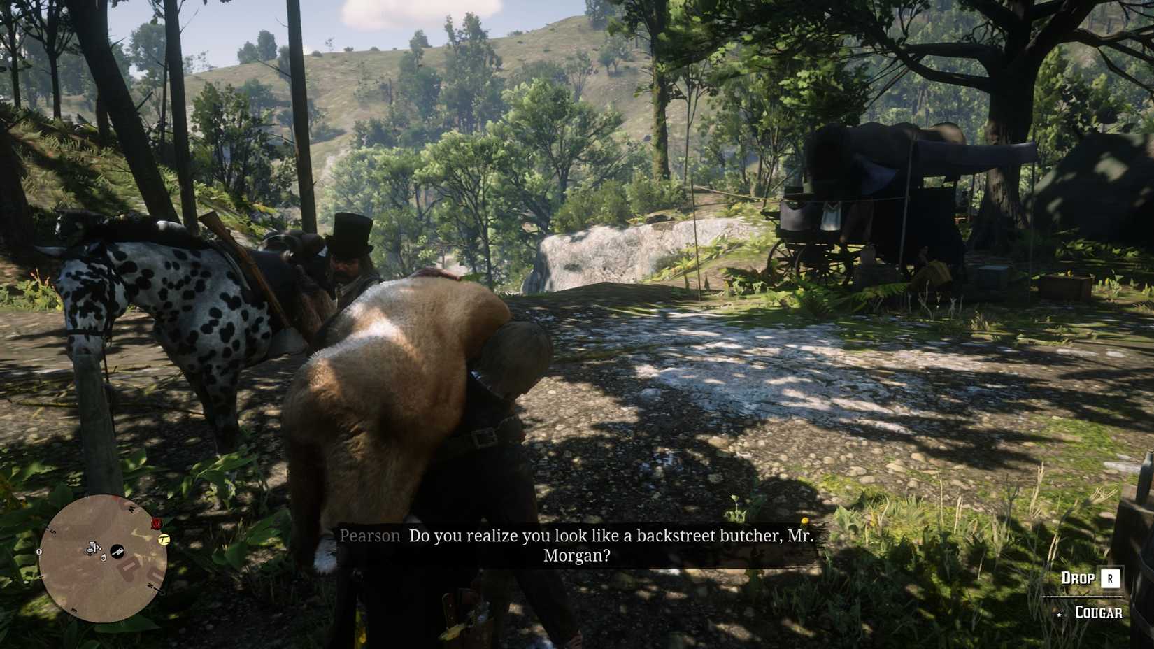Arthur Carrying a Dead Animal Through the Camp in Red Dead Redemption 2