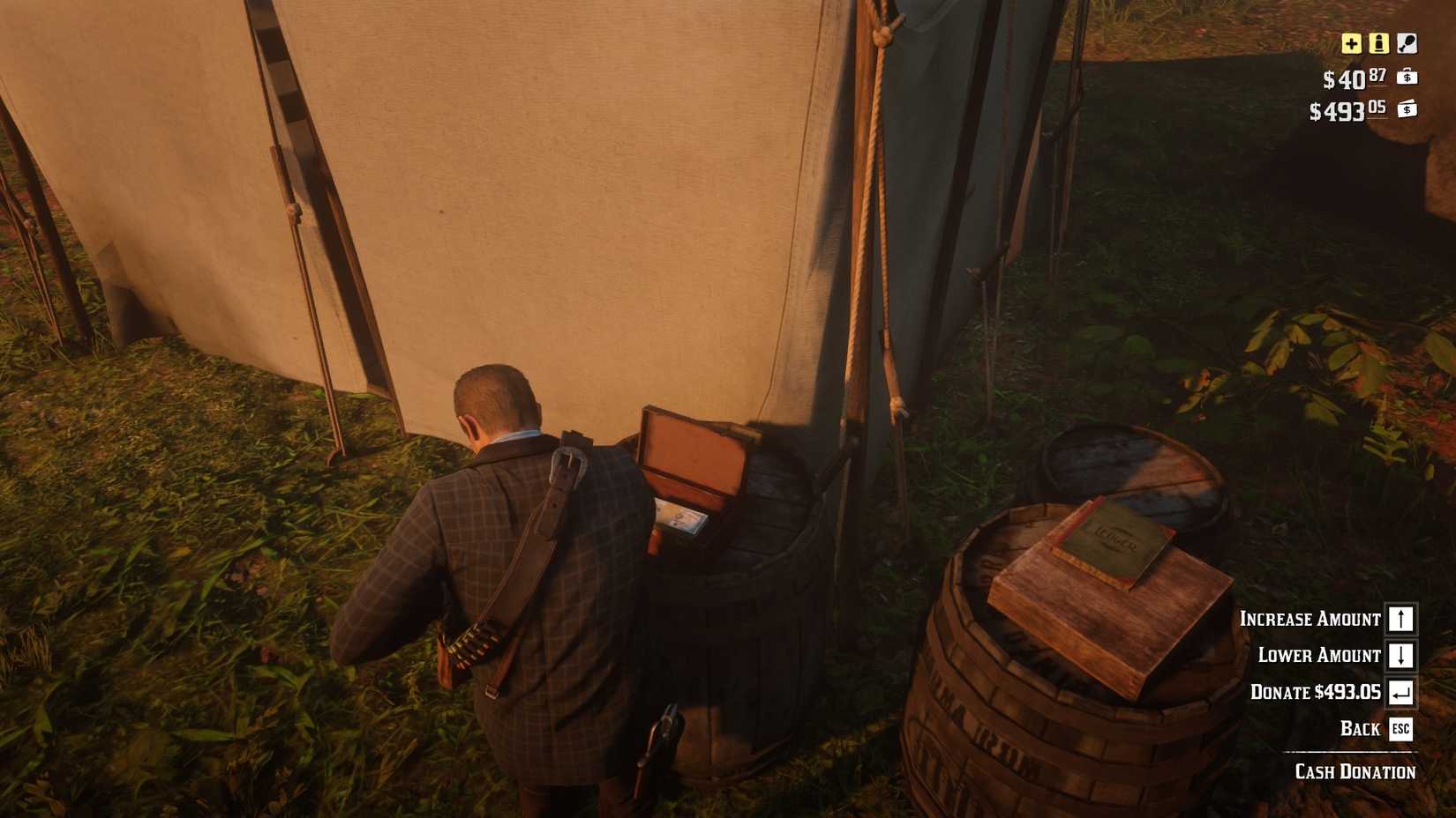 Arthur Donating Money to Camp in Red Dead Redemption 2