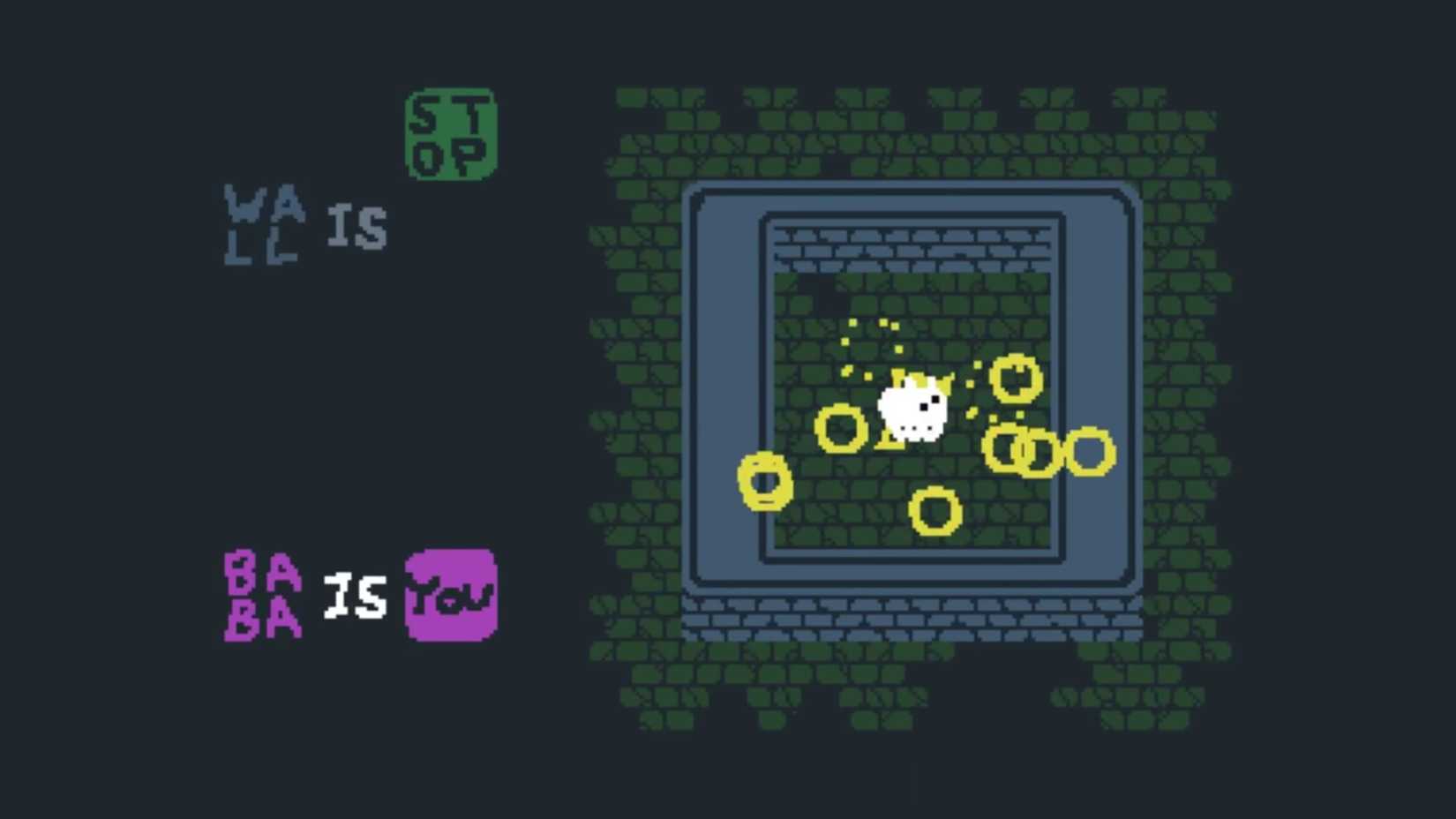 Baba is You Gameplay With Visible Walls, Sentences And Baba