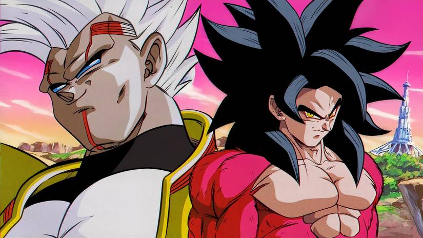 baby vegeta and ssj4 goku