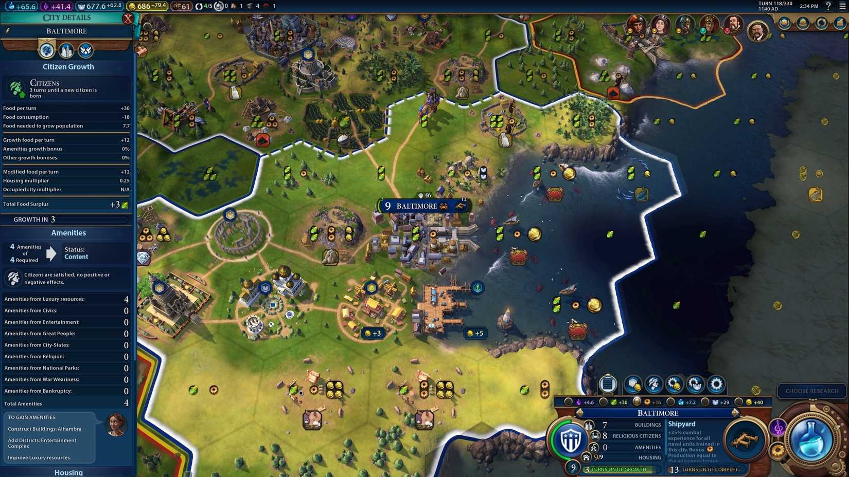 Baltimore on Civilization VI Map Screen