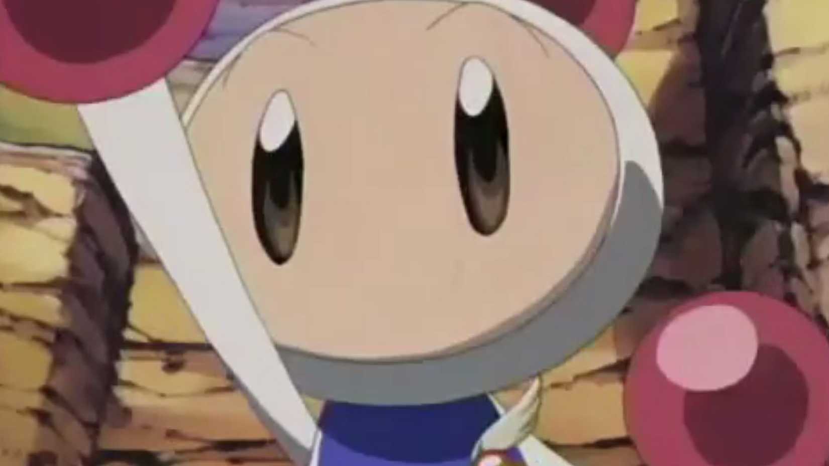 A screenshot of White Bomber from Bomberman Jetters