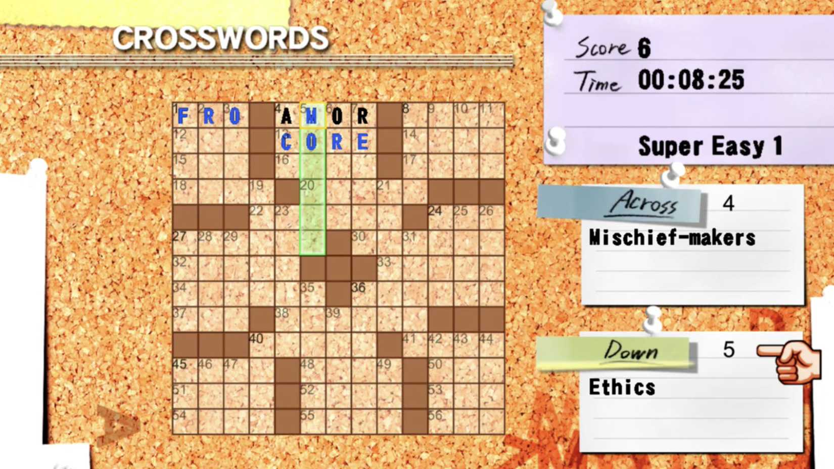 Solving a puzzle in Coffeetime Crosswords