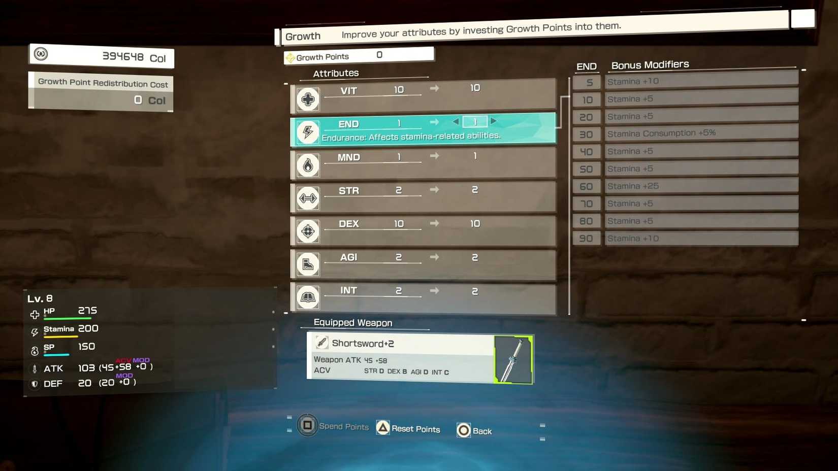 Echoes of Aincrad Stat System