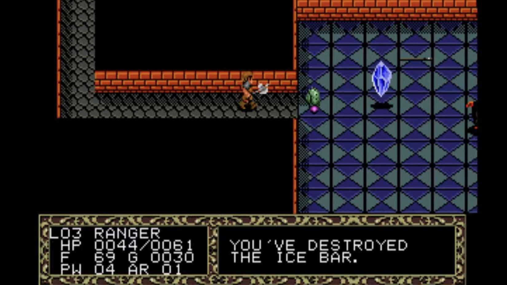 A player walking into a room with monsters in Fatal Labyrinth