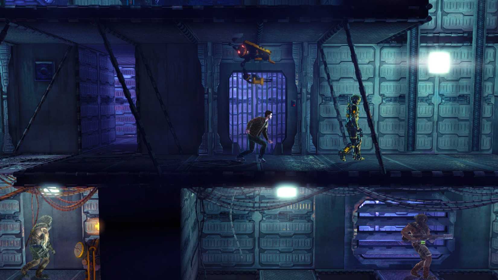 Conrad trying to make his way past enemies in Flashback (2013)
