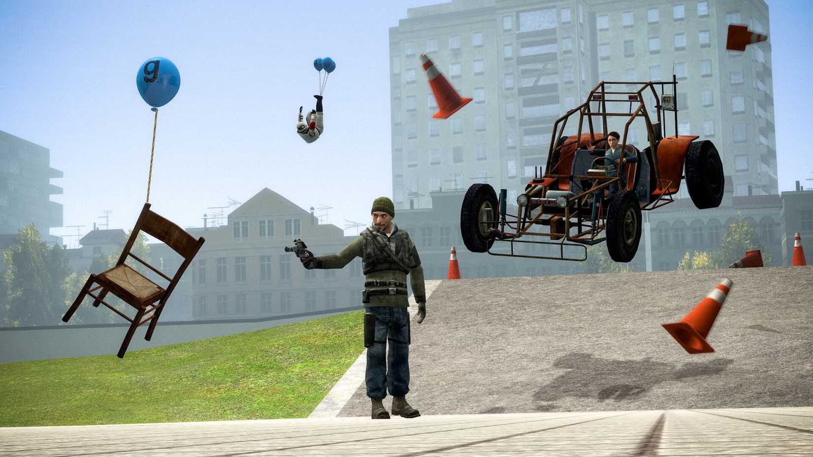 Garry's Mod character about to be hit by car