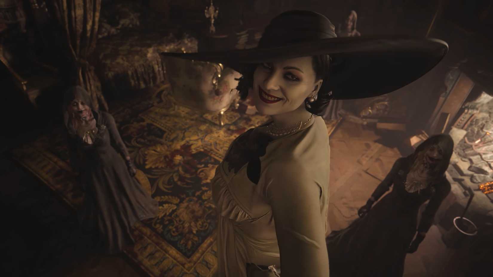 lady dimitrescu smiling