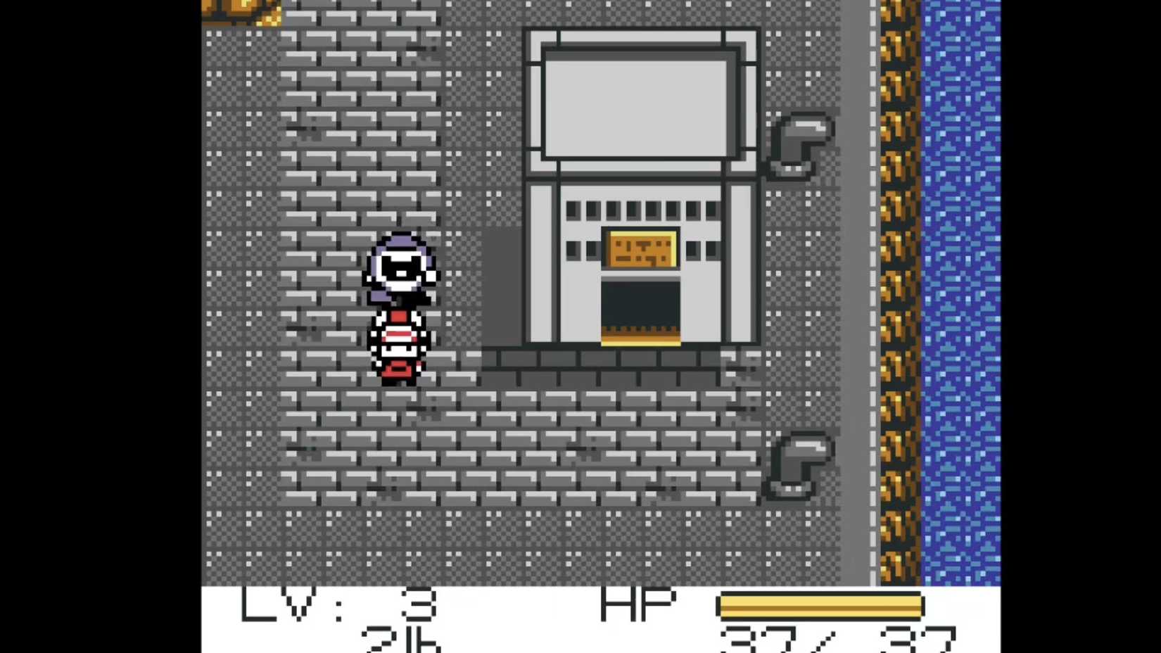 A screenshot of a Metal Buster and the player walking around in Metal Walker