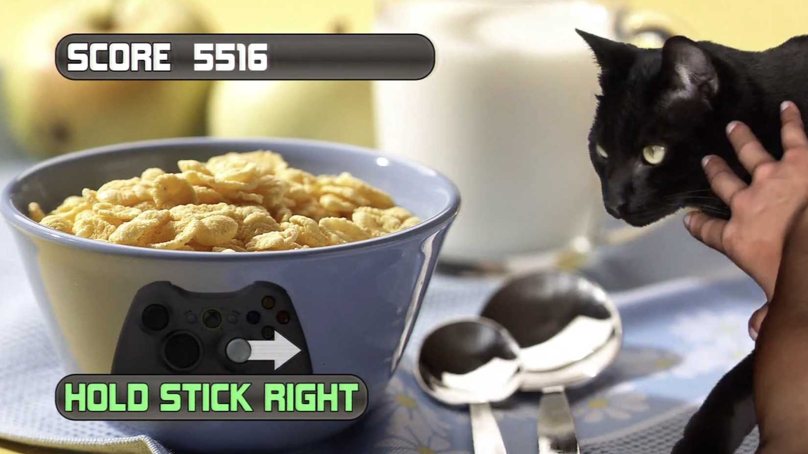 The player pushing Luca the black cat back in No Luca No
