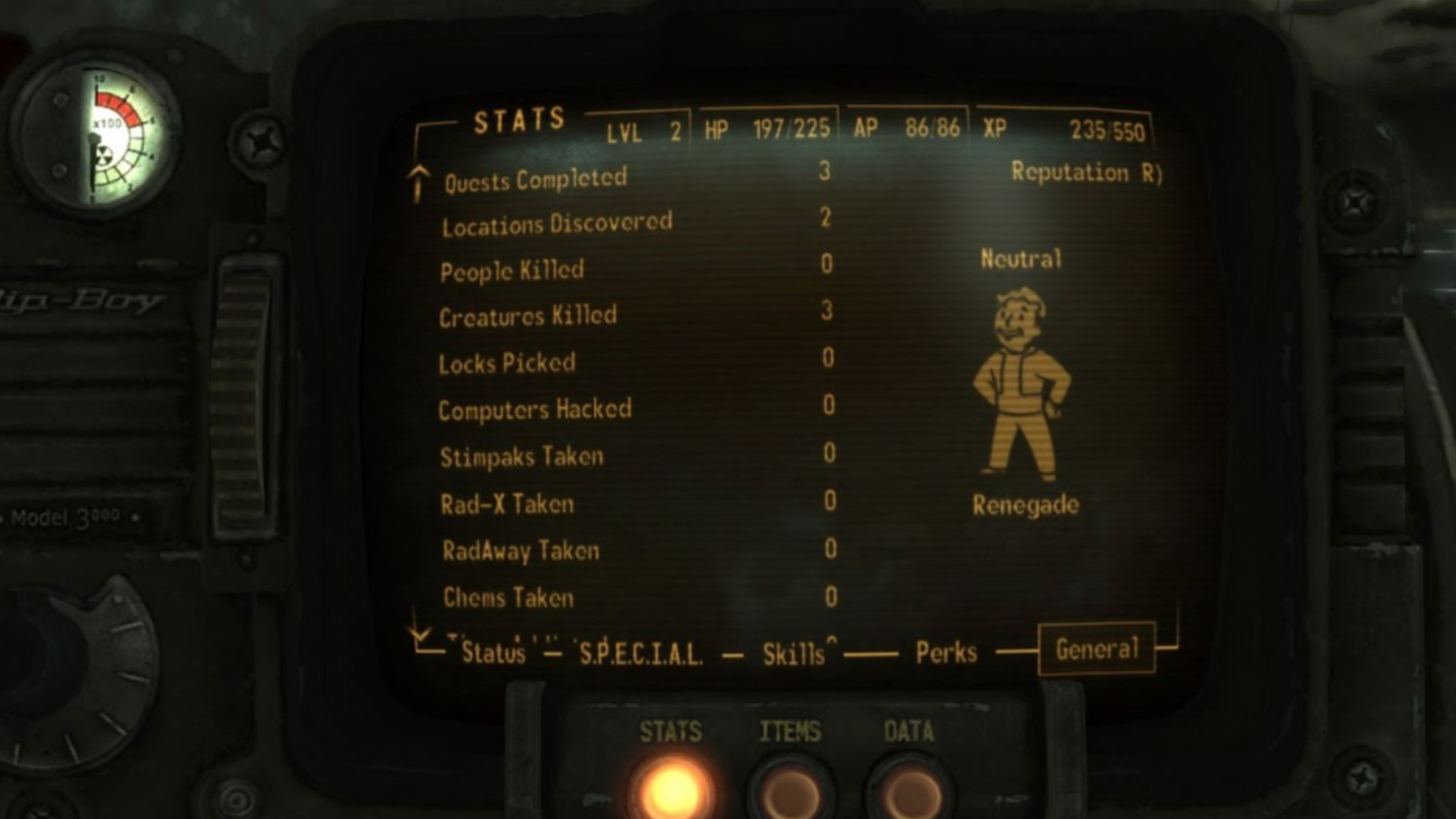Fallout New Vegas stats