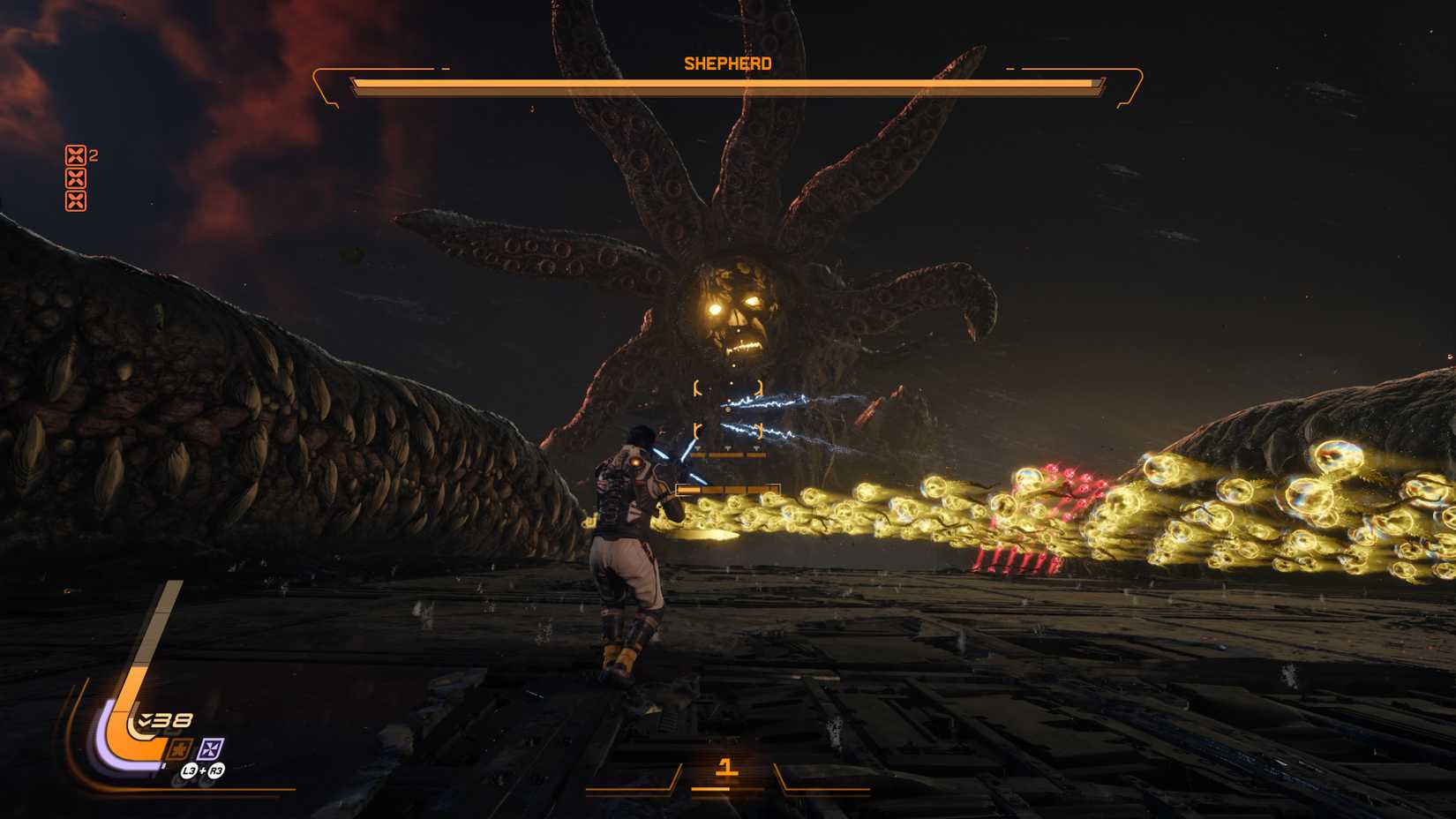 Shepherd boss fight in Saros
