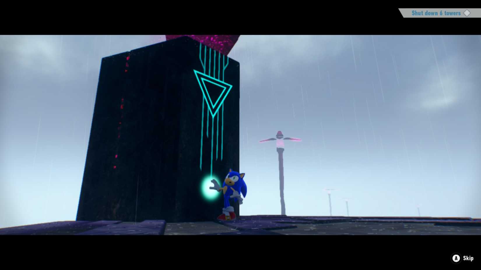 Sonic deactivates one of the Rhea Island towers in Sonic Frontiers Definitive Edition