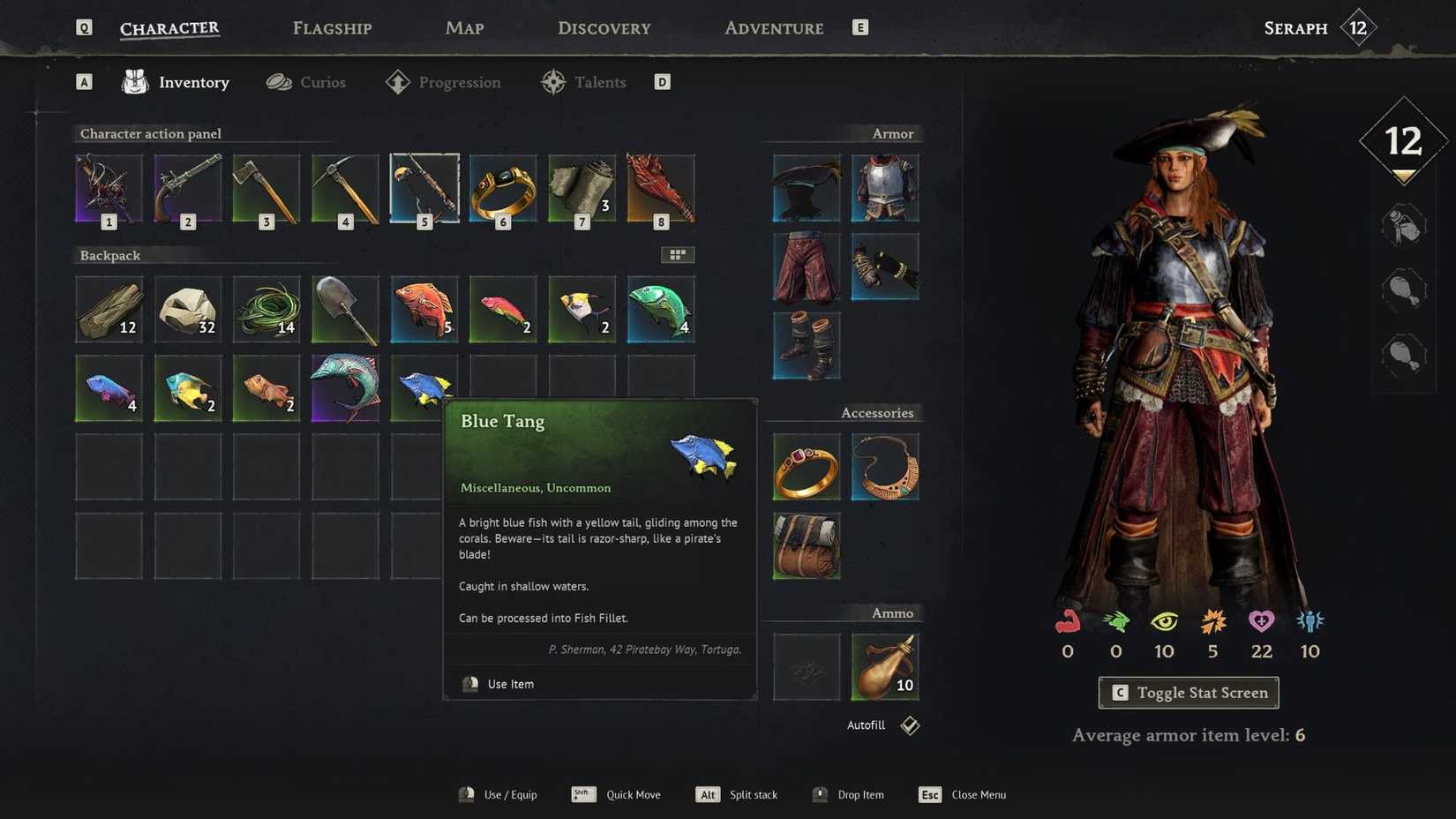 Windrose Blue Tang Inventory