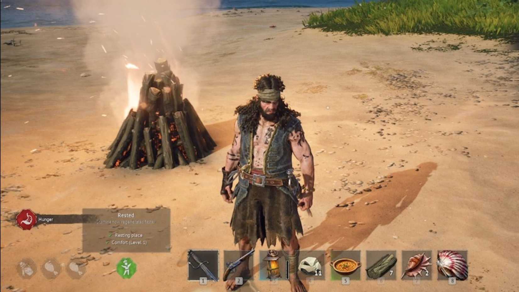 Windrose Player Near Bonfire
