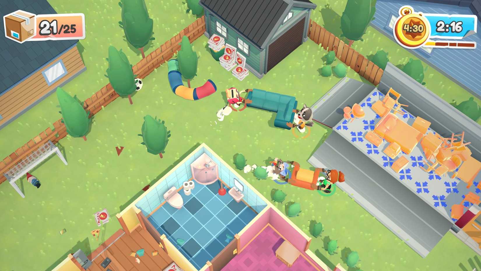 Characters Moving a Couch And a Sofa in Moving Out