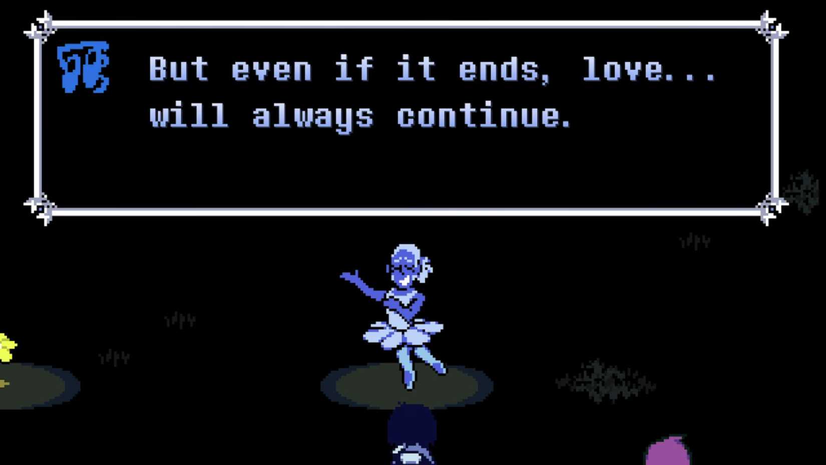Blue saying goodbye to Kris in Deltarune Chapter 5