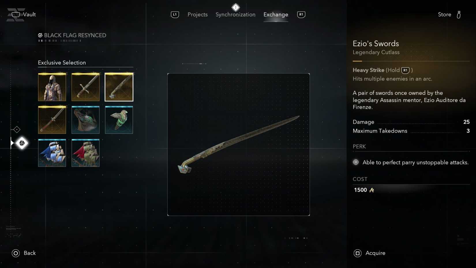 Ezio's Swords Assassin's Creed Black Flag Resynced