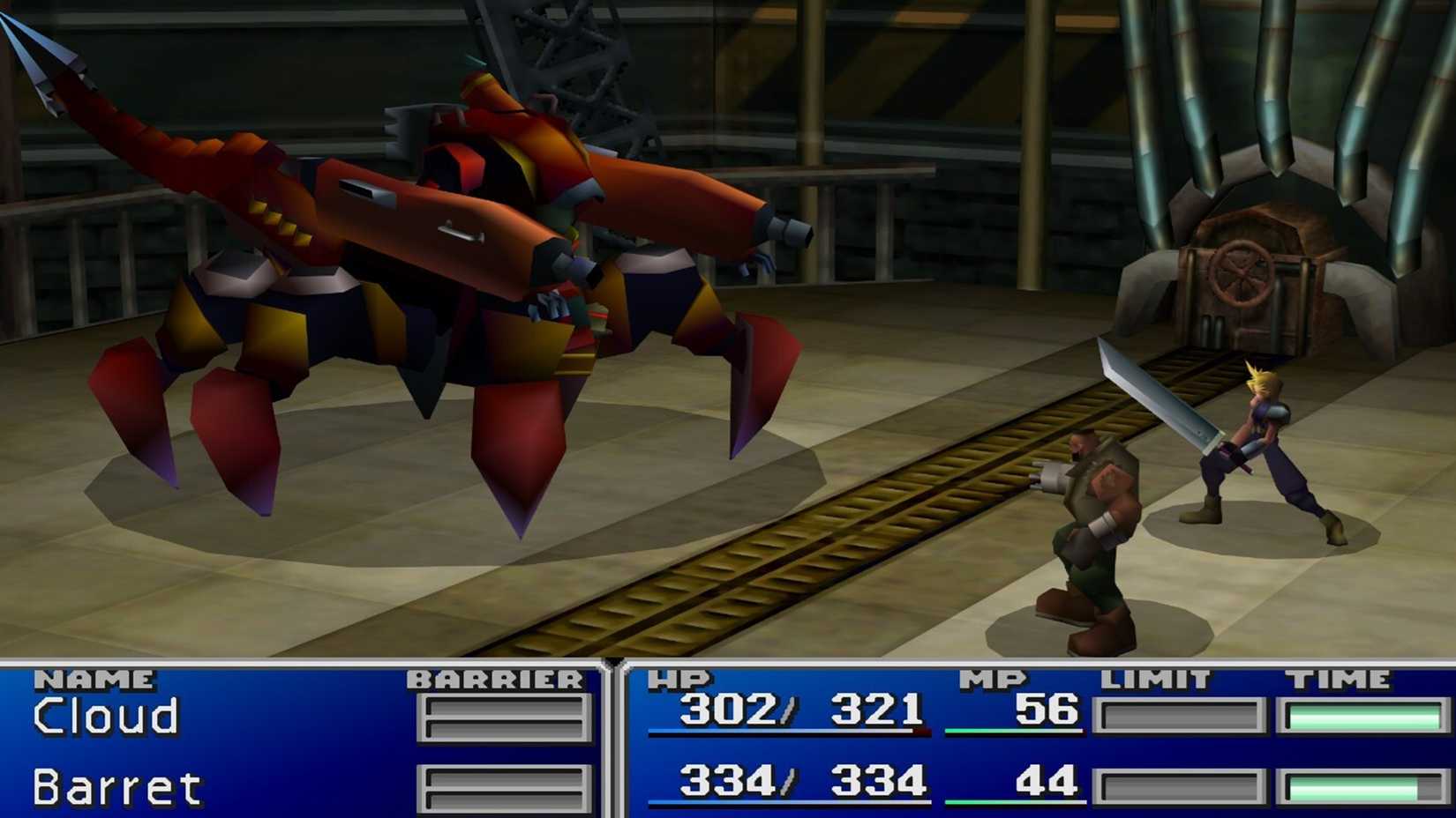 cloud and barret fighting the guard scorpion