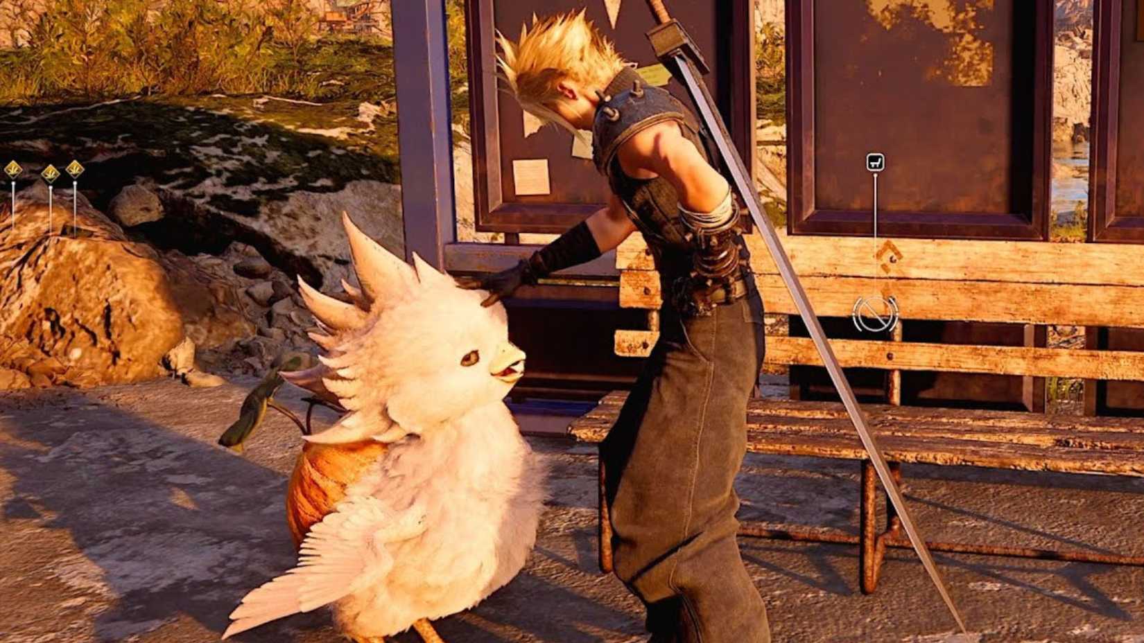 Final Fantasy VII Rebirth Petting a Baby Chocobo
