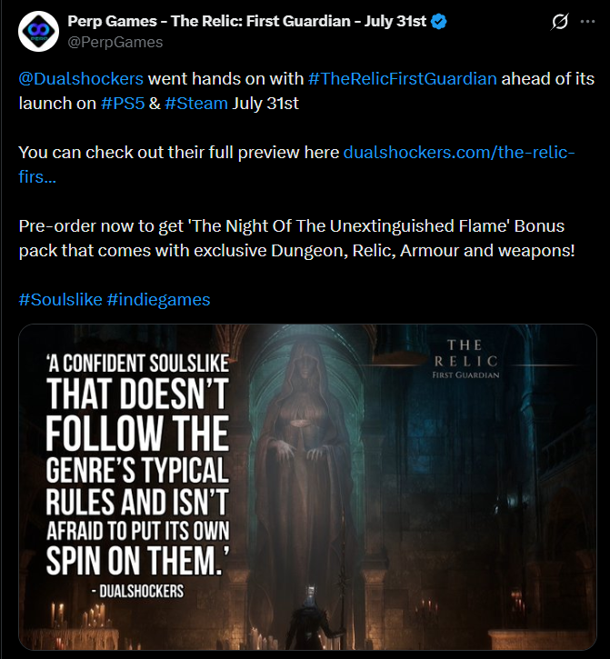DualShocker quote on The Relic: First Guardian