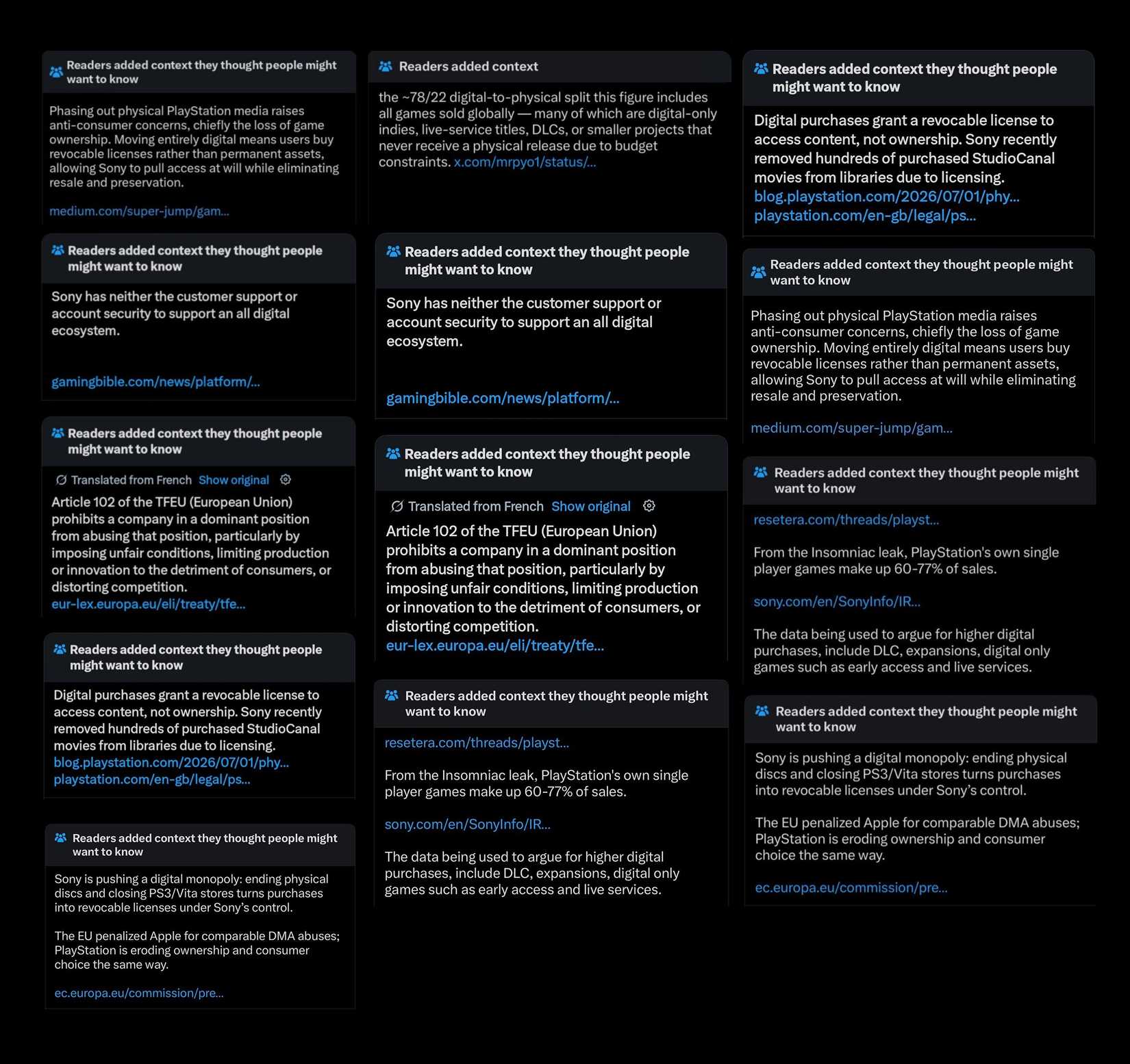 PlayStation Community Notes