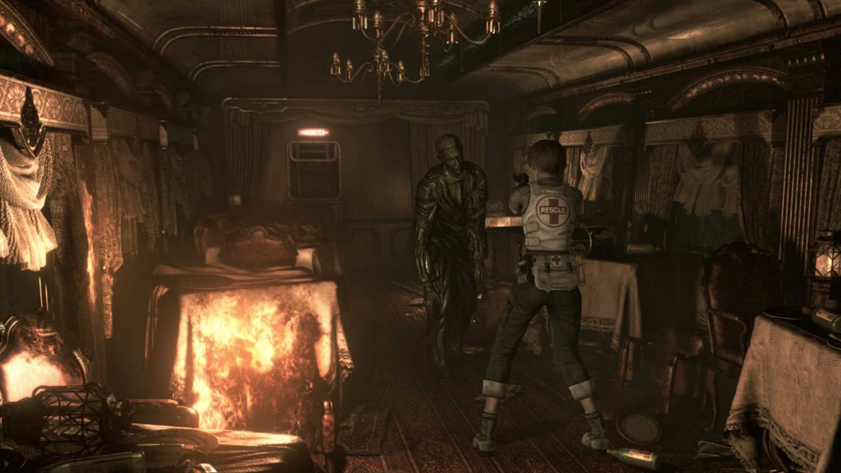 rebecca shooting a zombie