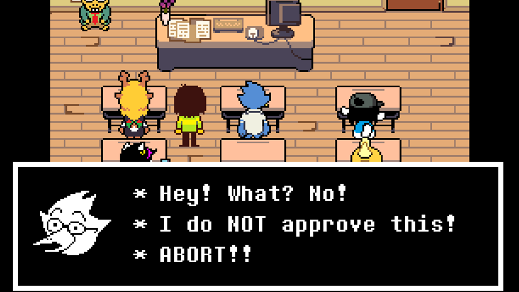 Deltarune Berdly classroom
