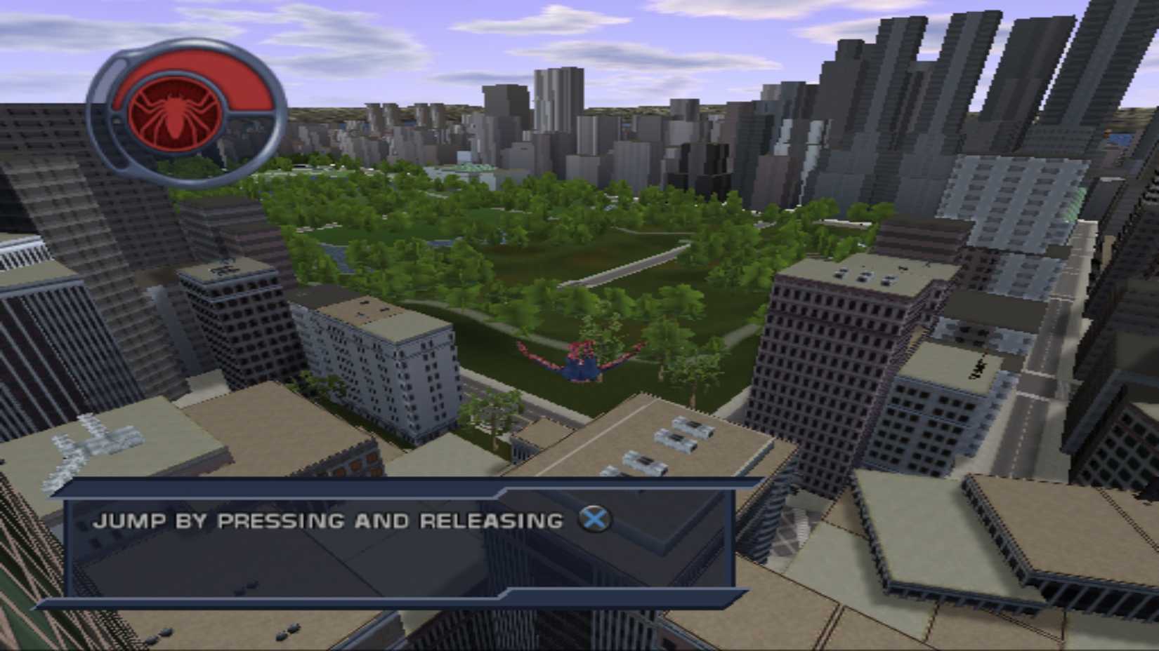 spidey jumping off a roof