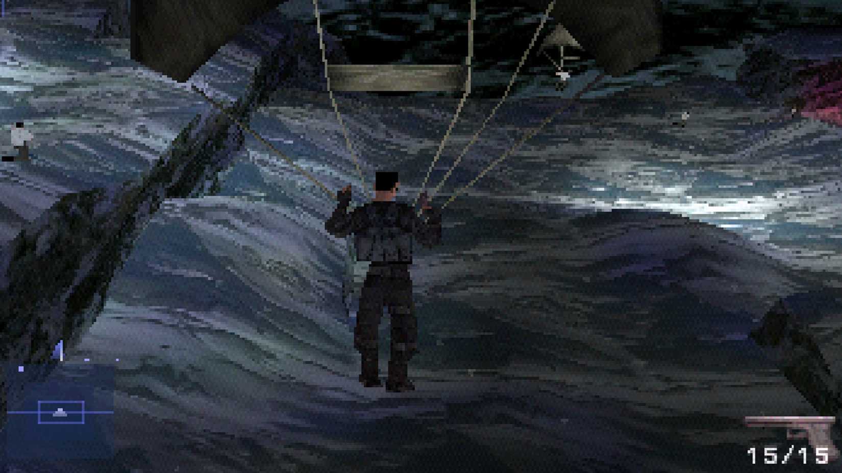 Gabe parachutes towards the level