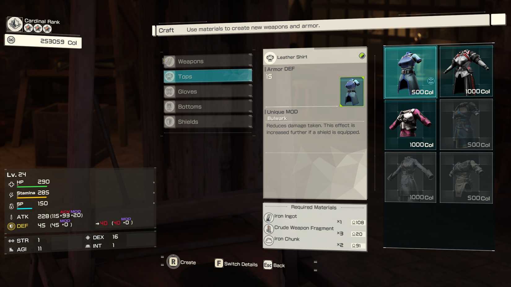 where to use crude weapon fragments