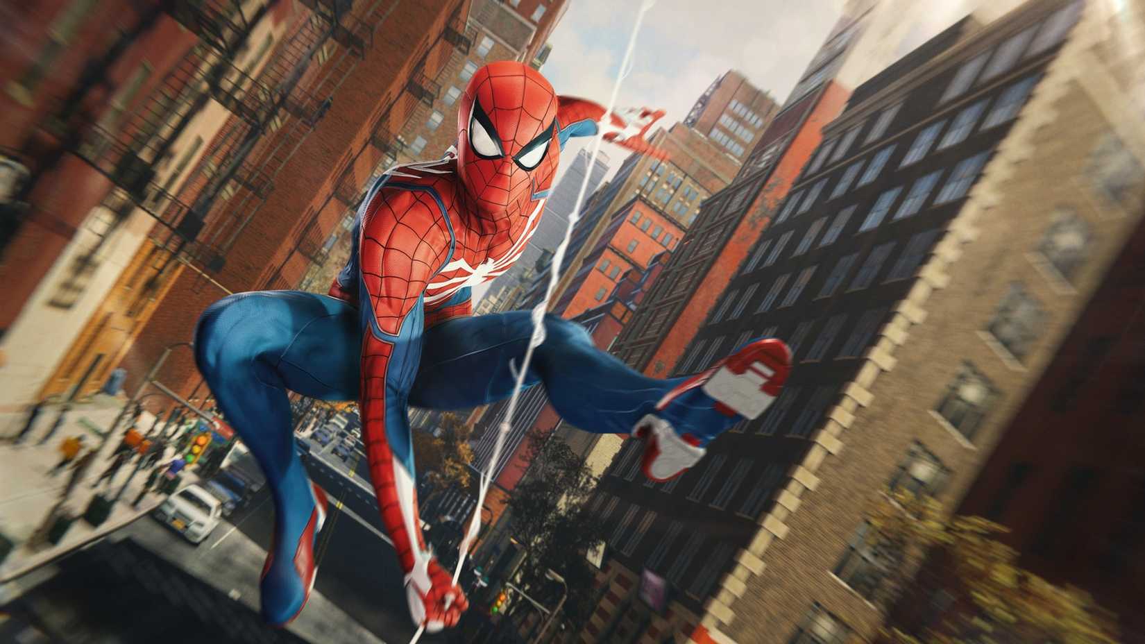 Spider-Man swinging