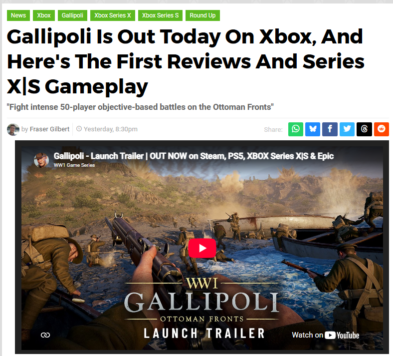 DualShockers Score of Gallipoli