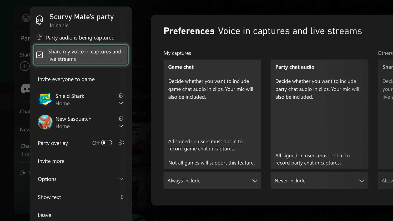 xbox voice chat in game captures