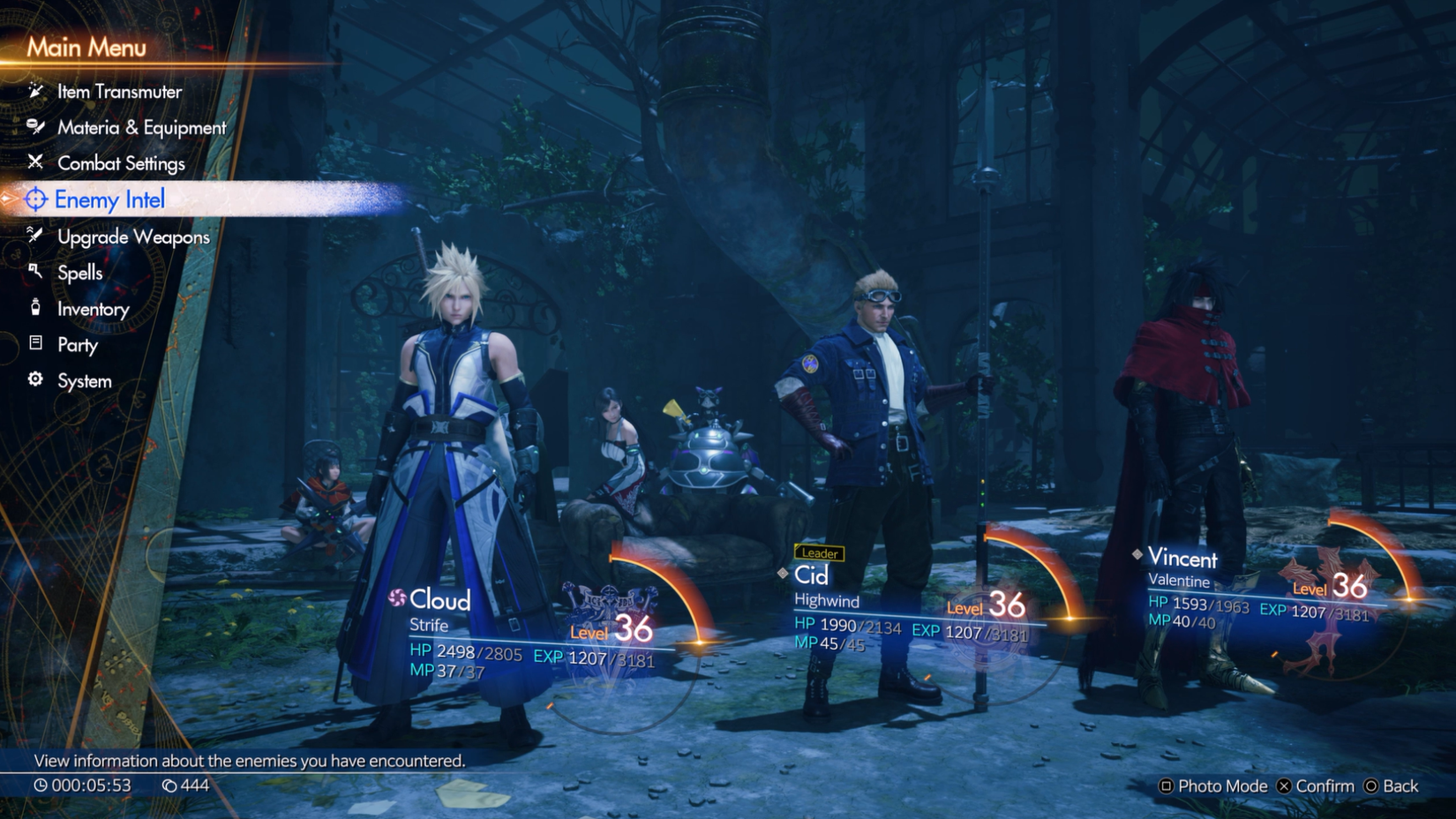 Final Fantasy 7 Revelation Menu Select