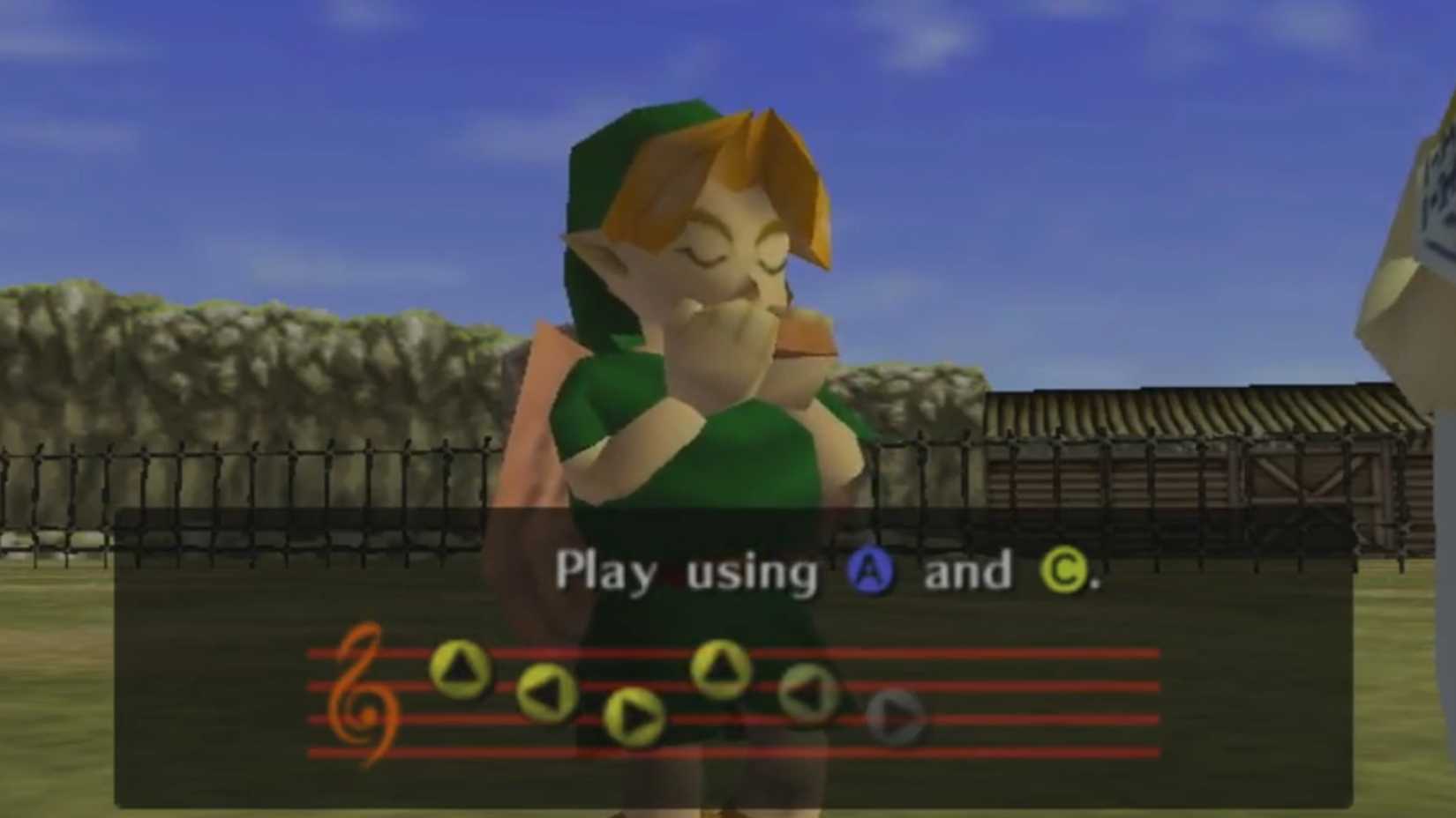 Link playing the ocarina