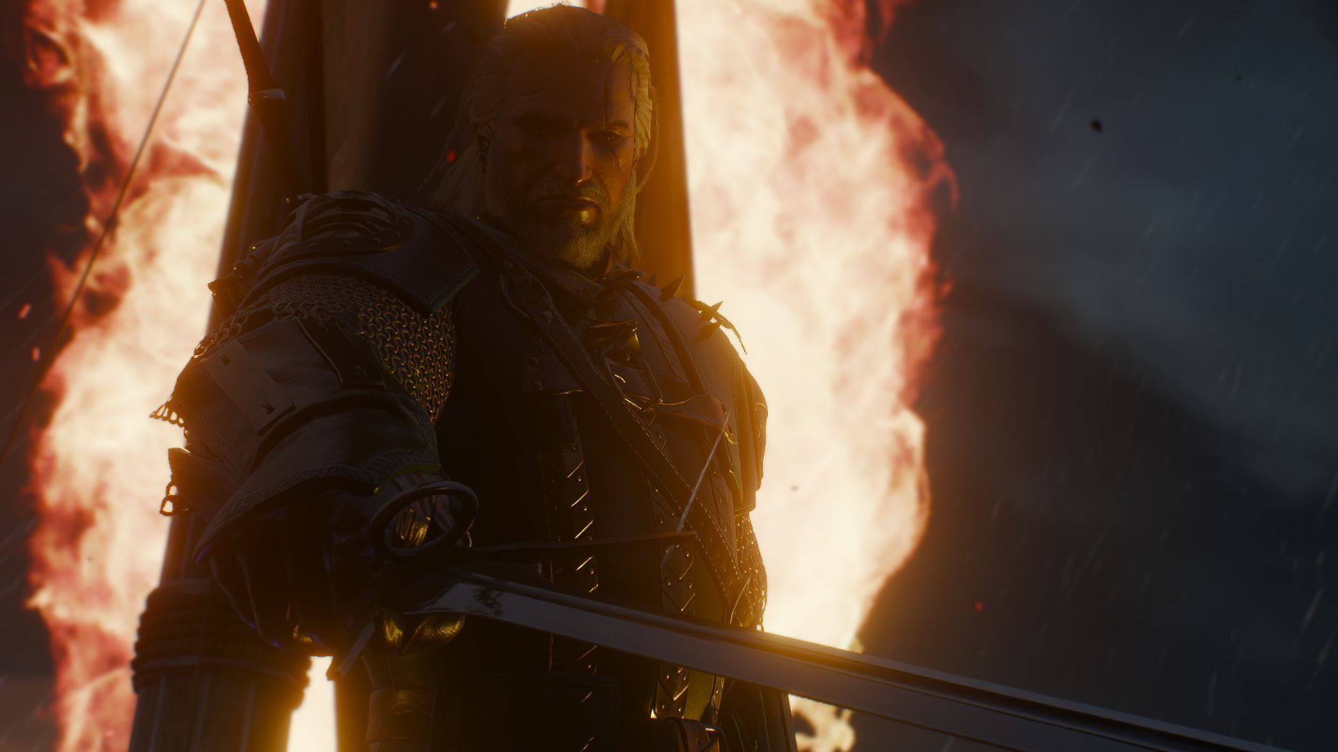 The Witcher 3 Geralt Aflame