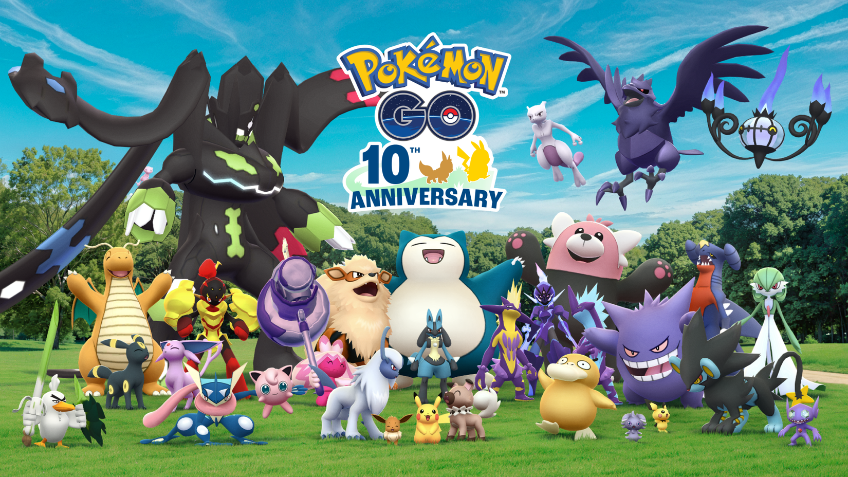 A celebratory piece of artwork for Pokemon Go's 10th Anniversary