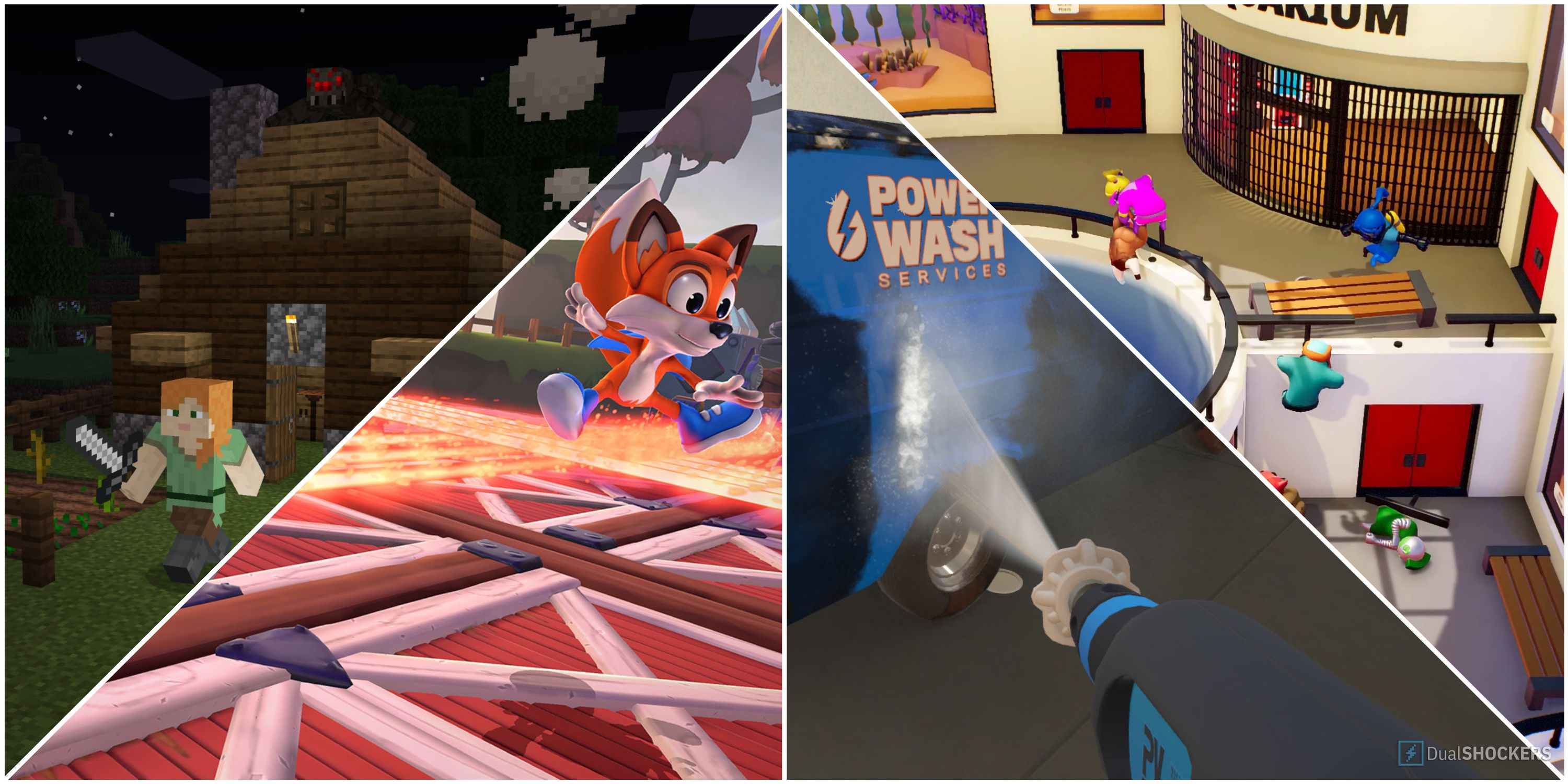 Minecraft New Super Lucky's Tale PowerWash Simulator Gang Beasts