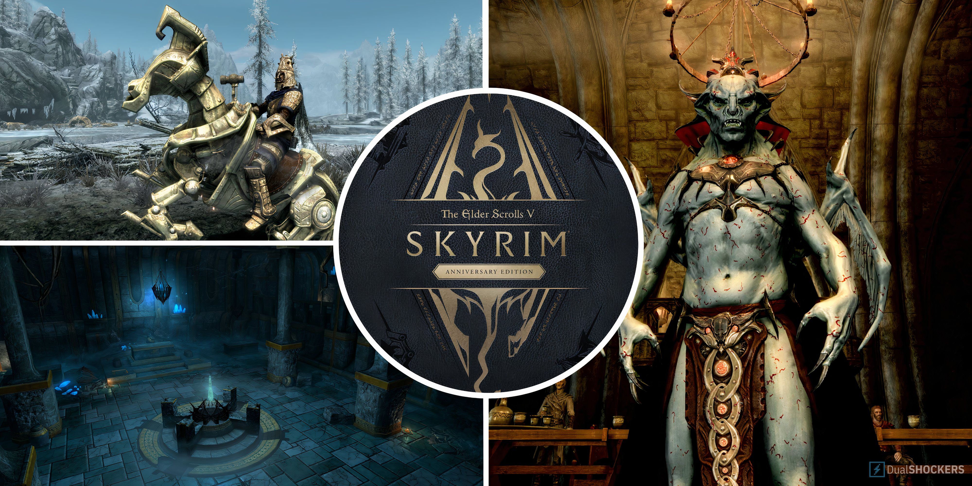 Skyrim - Creation Club, Vampire Lord, and DLC Split Image